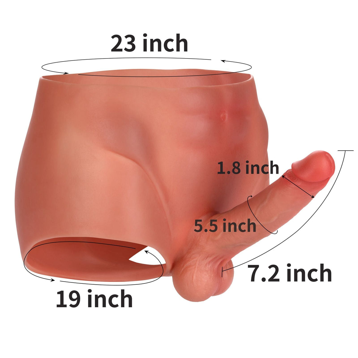Edwin 7.2 inch Realistic Strap-On Dildo Solid Silicone Wheat
